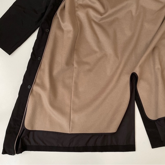 RARE ✨ Calvin Klein Black Car Coat Removable Tan Wool Cashmere Liner, Size Large - Picture 6 of 12